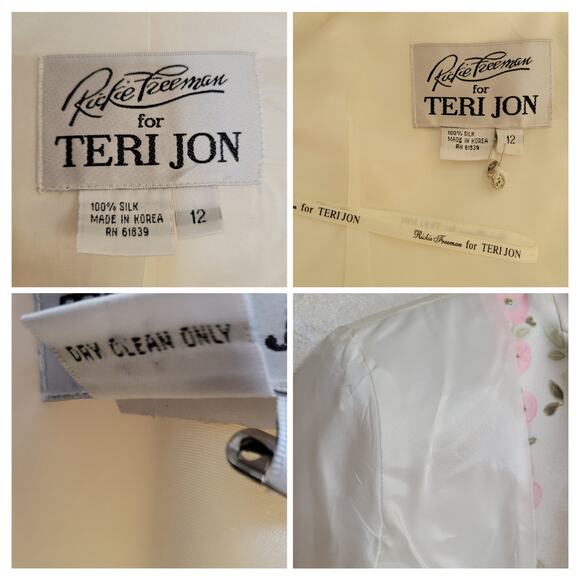 VTG Rickie Freeman for Teri Jon Silk Taffeta Floral Pastel Dress+Jacket Set✨️12 - Picture 9 of 16